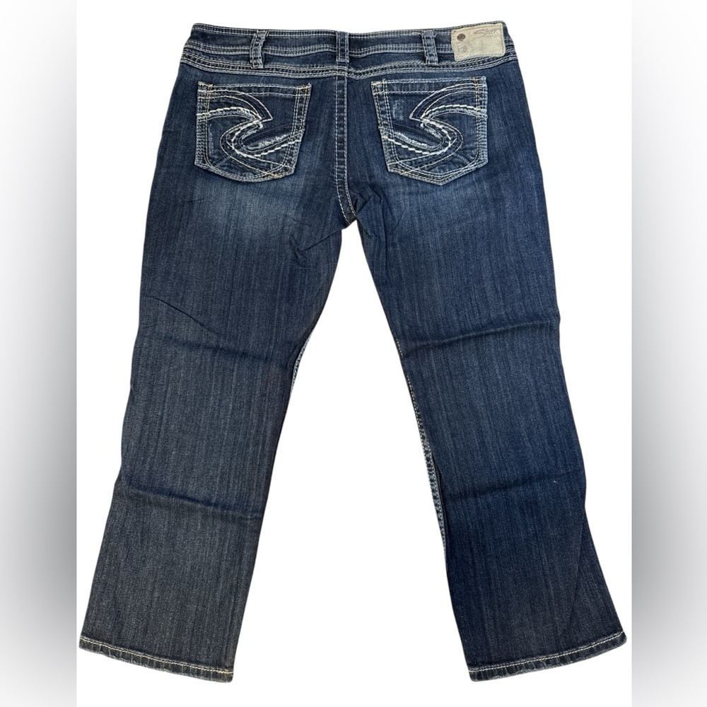 Silver Jeans Co Twisted Capri Jeans Womens W34 Dark Wash Stretch Denim